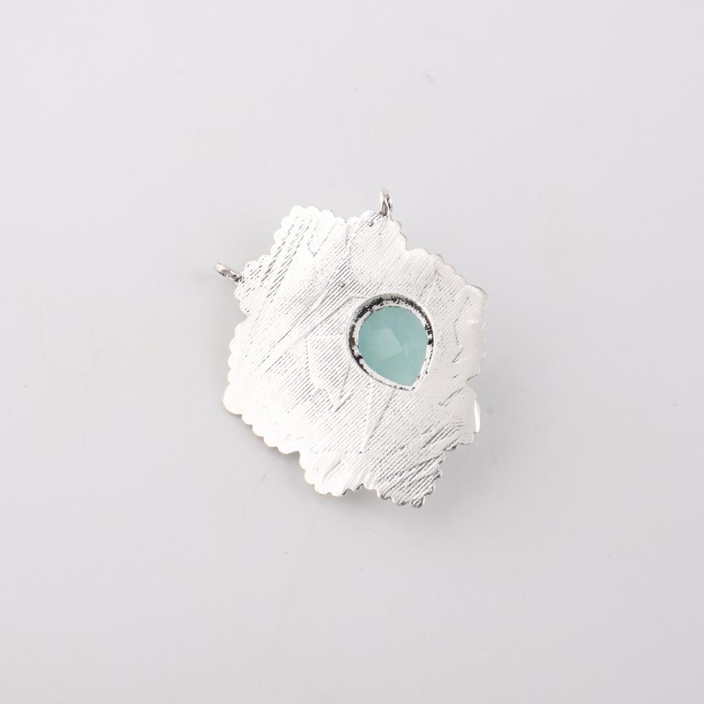 Aqua Chalcedony Gemstone 925 Sterling Silver Jewelry Chain Pendant 1.29" For Her CP-32-18