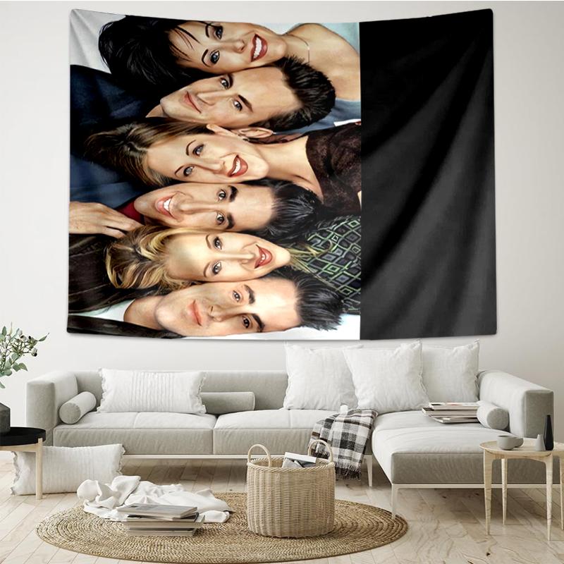 Friends Print Tapestry, Backdrop, Easy Setup, Ideal for Bedroom, Office & Living Room, with Aesthetic Wall Hanging Decor.
