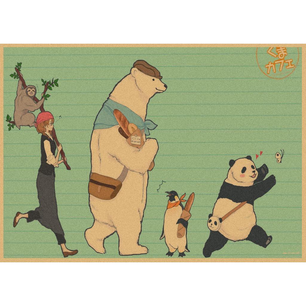 Shirokuma Cafe Retro Anime Poster - Japanese Kraft Paper Wall Art