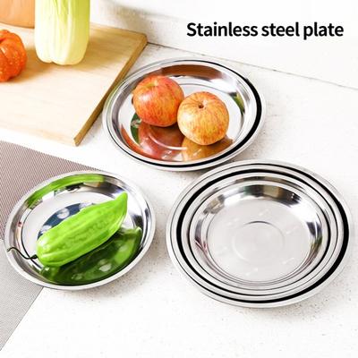 Fruit Tray Beautiful Fashionable Thickened Round Stackable Anti-fall Space-saving Stainless Steel Grill Plate Home Accessories