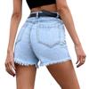 Women's Fashion Casual High Waist Torns Solid Color Jeans Shorts