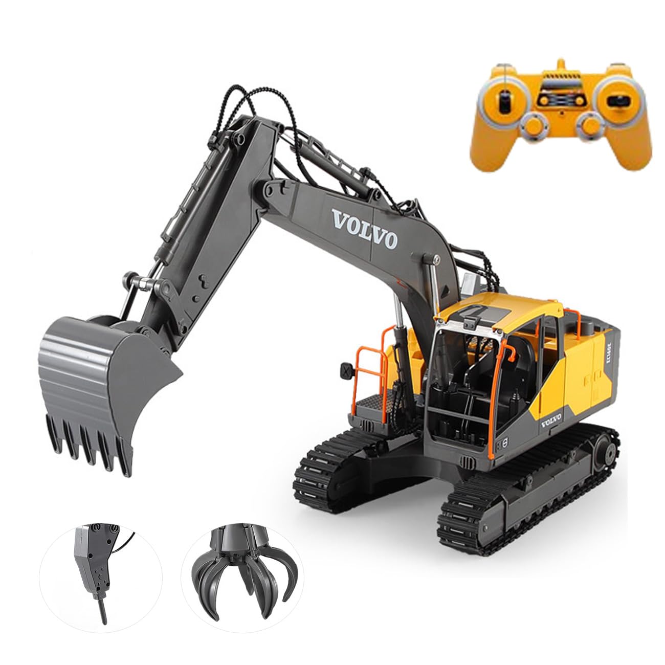 

RC Power LED Miniature Construction Machine Toy for Beaches and Sandboxes 3-in-1 Excavator, 2.4GHz Wireless, 20-Channel Shovel, Swivel, Lights,