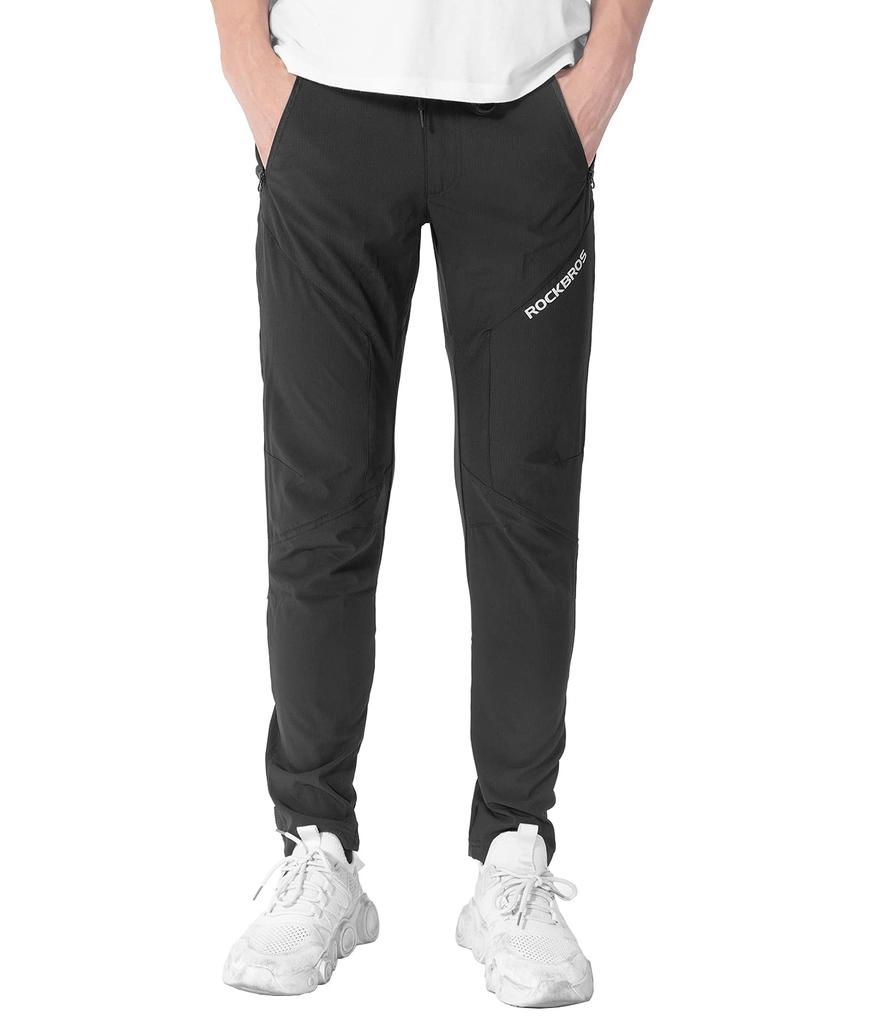 ROCKBROS Cycling Jogger Stretch Sweatpants for Men's Pants, Quick-Drying, Breathable, Lightweight, Cycling, Training, Running, Golf, Black, Unisex,