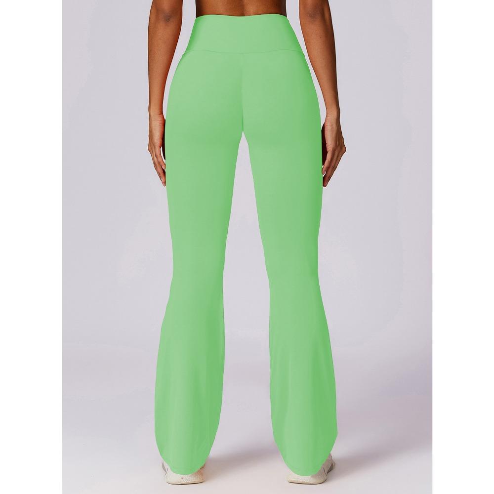 New Cross-Waist Sensual Sheer Yoga Pants Slimming High-Waisted Butt-Lifting Workout Fitness Solid-Colour Flared Trousers