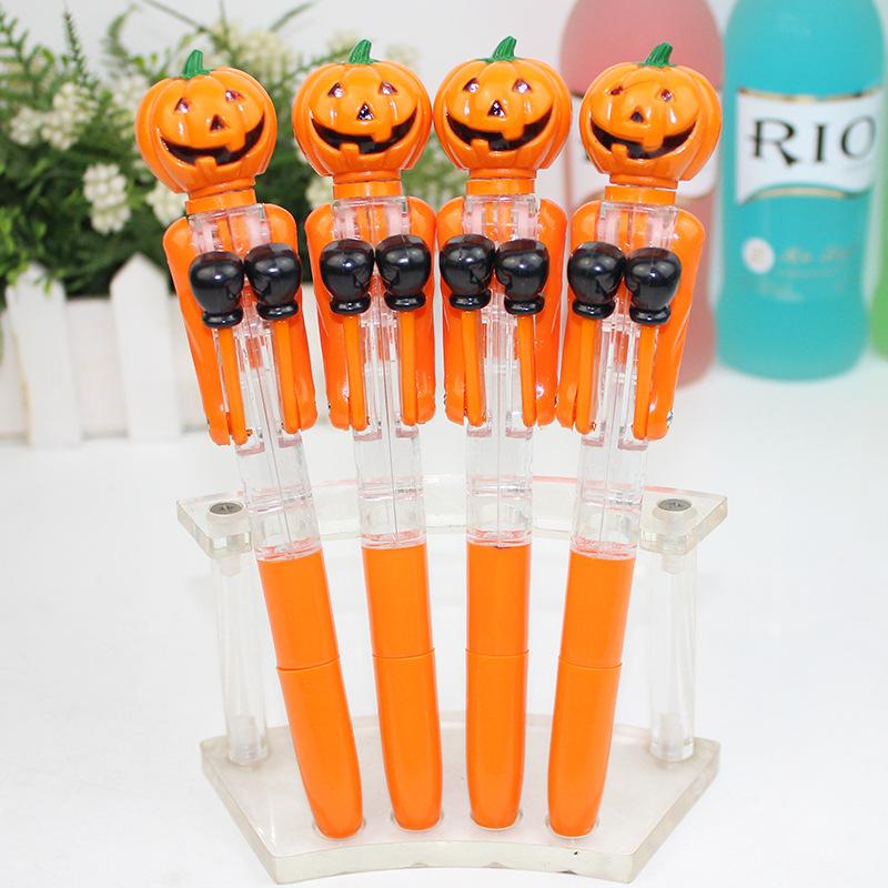 1pcs Halloween Gift for Children Lovely Skeleton Boxing Pen Creative Ball Point Pen with Light Decompression Toy Pen