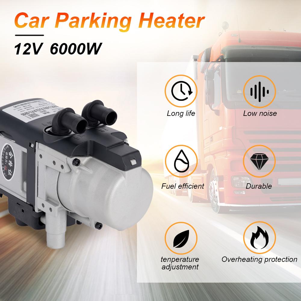 12V 6KW Diesel Fuel Liquid Heater Gasoline Preheater LCD Switch Silencer +Water Pump Parking Heating Device For Trucks Van Car