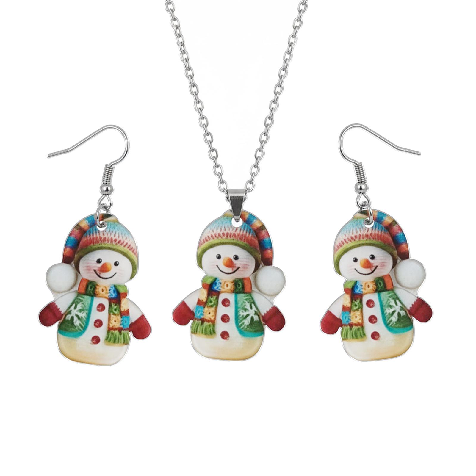 

Snowman Earrings Necklace Cute Christmas Earrings Acrylic Earrings for Women Festival Gifts