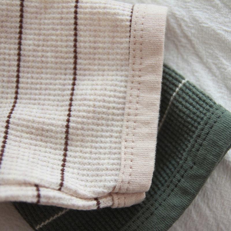 Korean Style Boys' Striped Retro T-shirt - Round Neck, Spring Fashion