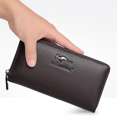 Saqi Känguru Herren Lange Bifold Leder Geldbörse & Trendige Reißverschluss Clutch Tasche