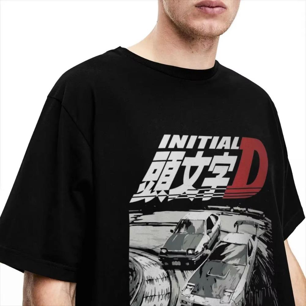 Summer Men Initial D Drift Racing AE86 Trueno Vs FC Rx-7 T Shirts Apparel Fujiwara Tofu Cotton T-shirt Clothing Streetwear Tees