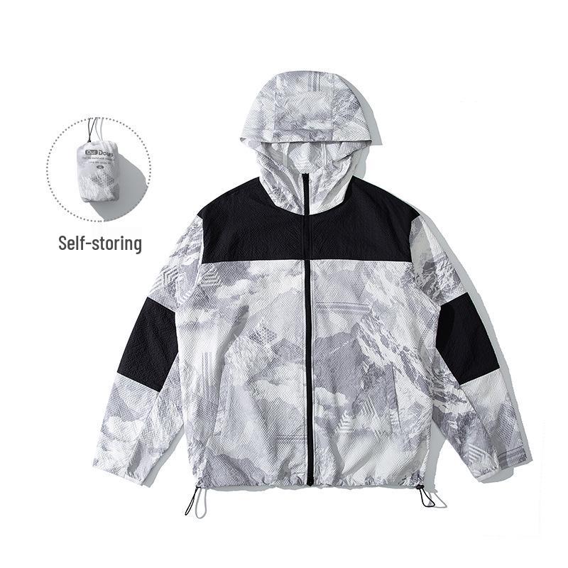 

Men s Camouflage Hooded Windproof & Water-Repellent Jacket: Mountain Style Summer Sun Protection, Plus Size, 3-in-1 Design M