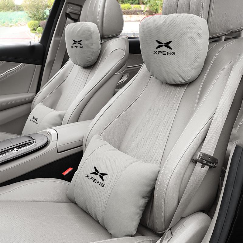 Suede Car Headrest Waist Seat Support Seat S Class Soft Car Neck Pillow For Xiaopeng Xpeng G9 X9 G6 P7 P7i P5 G3 Car Accessories