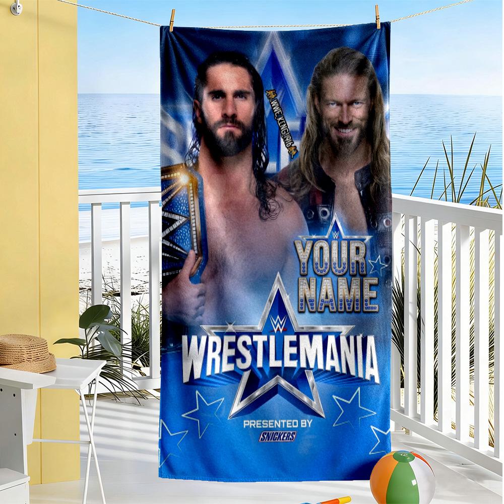 Wrestlemania Customize Your Name Beach Towel Soft Durable Quick-Dry Portable for SwimmingBeachCamping Travel Beach AccessoriesGym