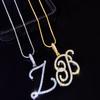 Collana Pendente Lettera Iniziale Z in Corsivo con Zirconi alla Moda per Donna Collana con Cordino Alfabeto in Cristallo Lucido Gioielli Hip Hop