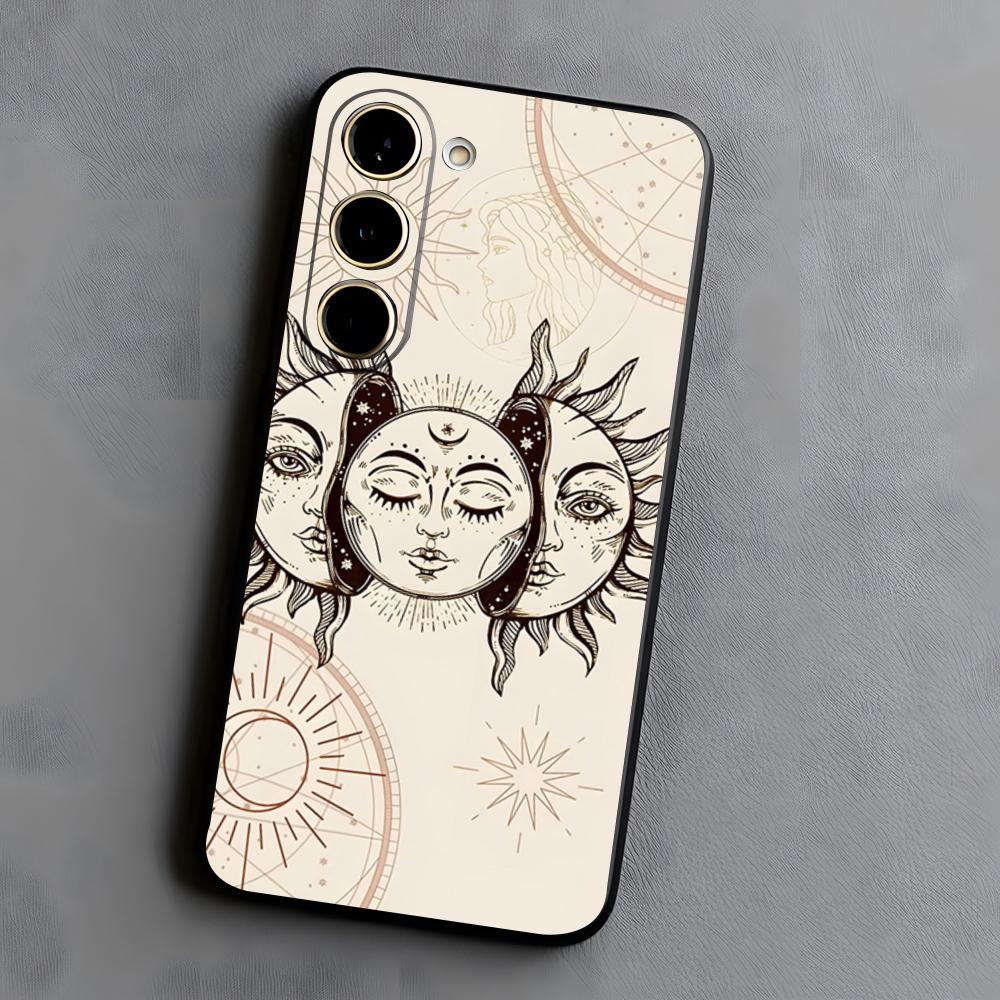 

Yinuoda Funny Sun Moon Face Phone Case For Samsung S26 S25 S24 FE S23 S22 S21 Plus S20 Ultra Note20Ultra Black Soft Shell Galaxy S22 Ultra 5G