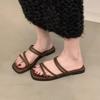 Fashion Hot Selling 2025 Summer Thin Strap Flat Sandal Slim Single Strap Beach Flip Flops Casual Chic Outdoor Slip-Ons for Outfit Solid