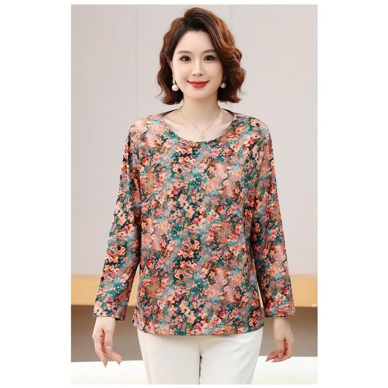 High Elastic German Velvet Spring and Autumn Long-sleeved Bottoming Middle-aged and Elderly