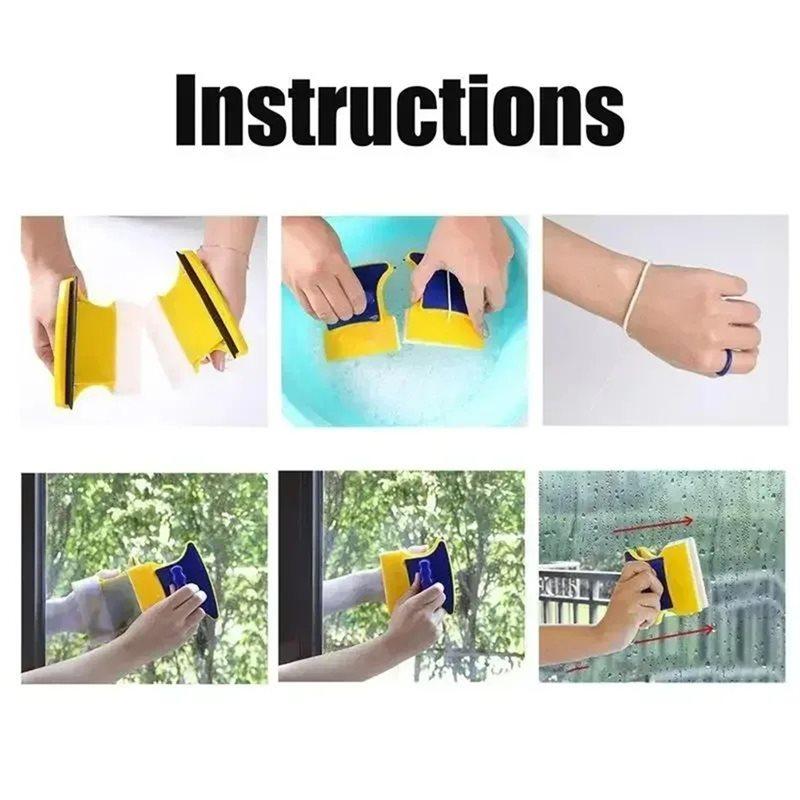 B14C Household Glass Washer Magnetic Glass Cleaner Double Sided Window Wiper For Bathroom, Shower Screen, High Windows Tool
