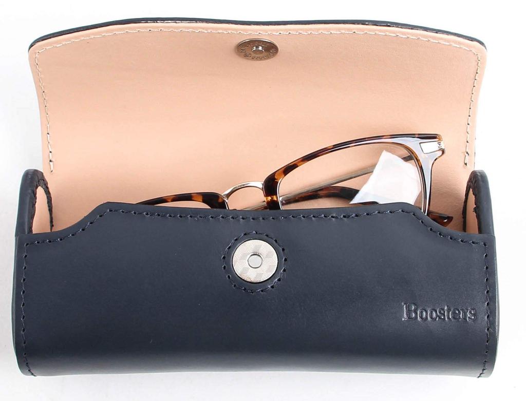 Stylish Hard Eyeglass Genuine Large Reading Glasses Blue Gray [Boosters] Case, Leather, Size, Case,