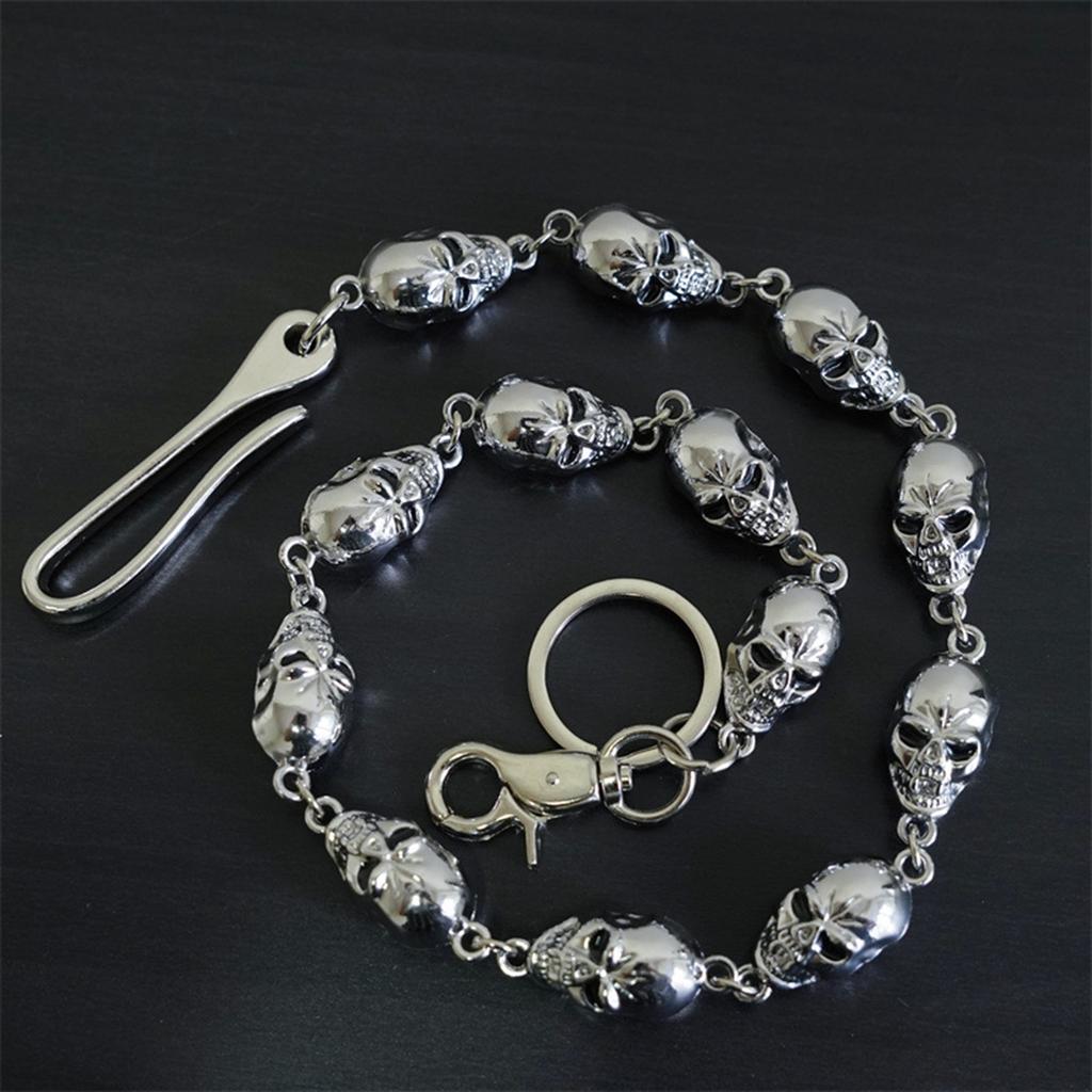 Catena Pesante Robusta per Portafoglio da Biker Catena con Teschio Punk Portachiavi Metallico Catena con Moschettone