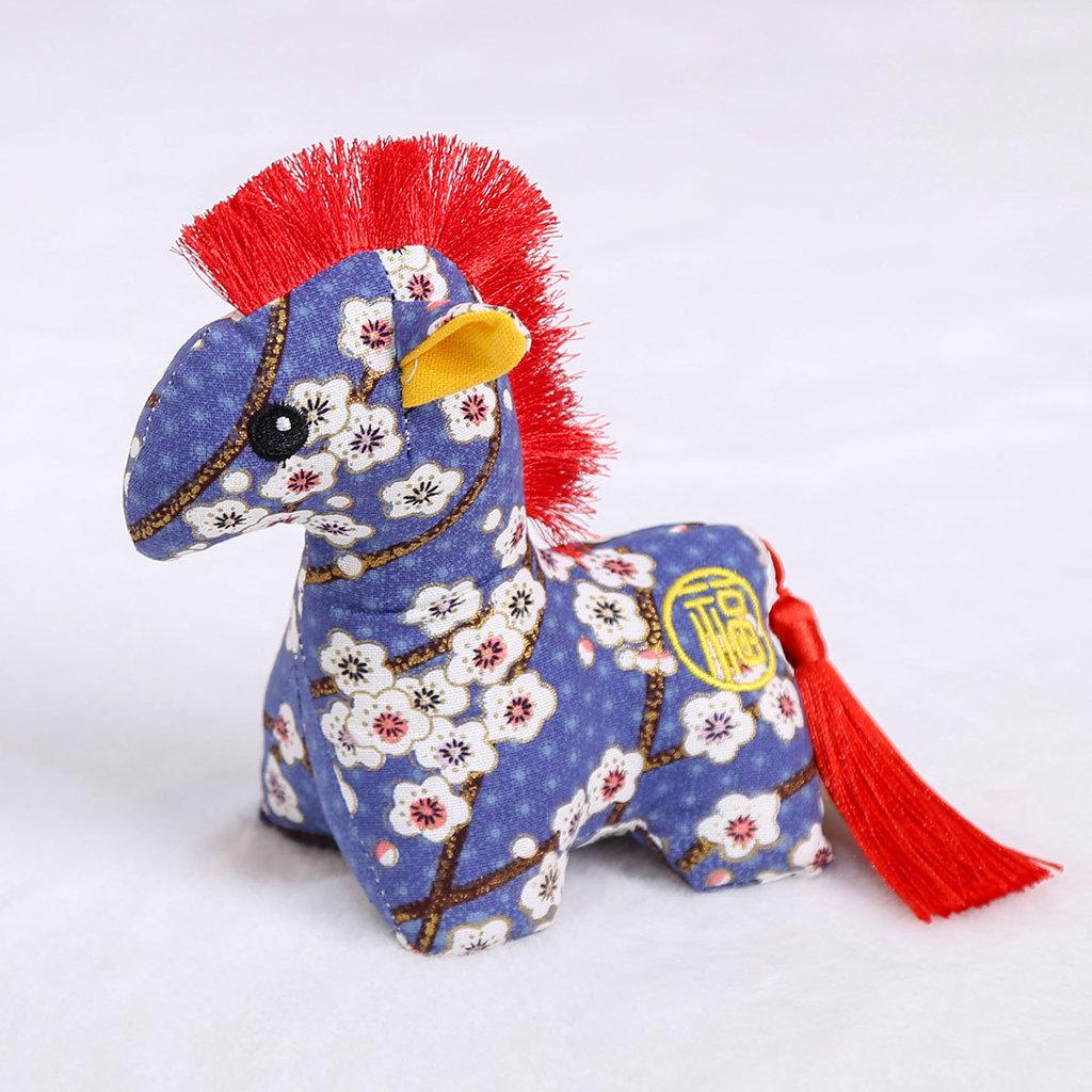 Chinese Zodiac Horse Plush Toy With Flower Pattern And Pp Cotton Filling For Lunar New Year Gift