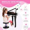 Keyboard for Kids with 37 Keys, Stool Piano with Microphone, LED Teaching Mode, Recording, Piano Musical Instrument for Children 3-6 Years Black