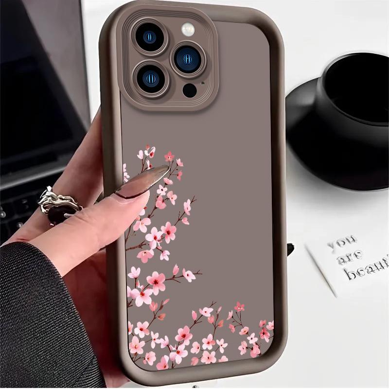 

Romantic Cherry Blossom Tree Case for iPhone 17 Air 16 E 15 14 Plus 13 12 Mini 11 Pro Max Silicone Dustproof Shockproof Cover iPhone 11