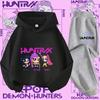 New K-pop Demon Hunter 3 - 12-year-old Girls' Sportswear 2-piece Cute Casual Top Children's Hooded Shirt Set with Cartoon Print