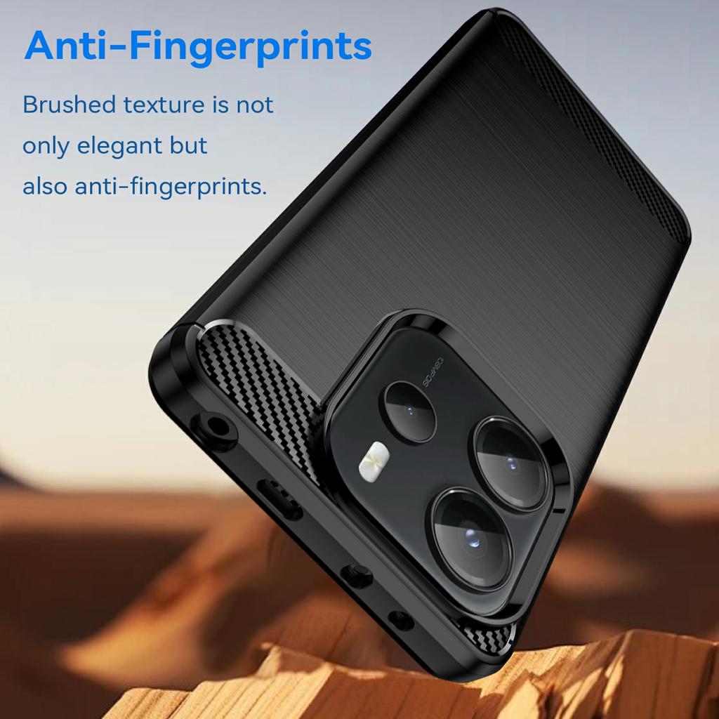 Phone Case for Xiaomi Redmi Note 14 4G (163.25x76.55x8.16mm) Protective Cover Carbon Fiber Texture Brushed