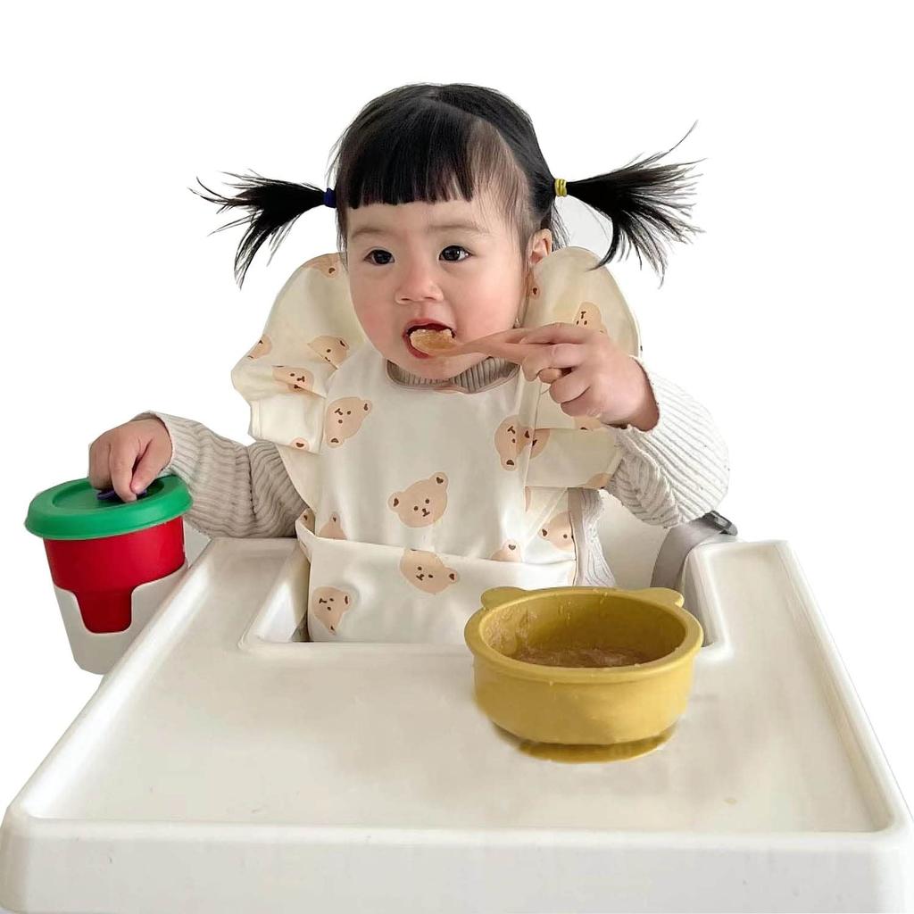 Waterproof Mealtime Bib with Bear Baby Food Nordic Design with Baby Bib for Girls and Perfect for Preschool and Baby Gift [kalavika] Pattern, Soft,