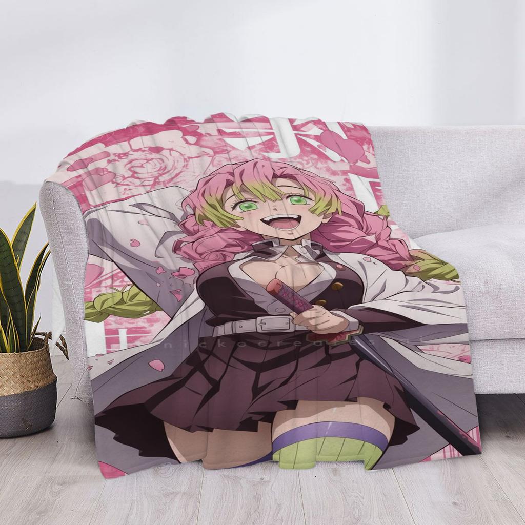 Mitsuri Kanroji Sofa Throw Blanket Luxury Cover Fluffy Soft Blankets & Throws Plaid Knee Microfiber Star H Anime Child Cute Home