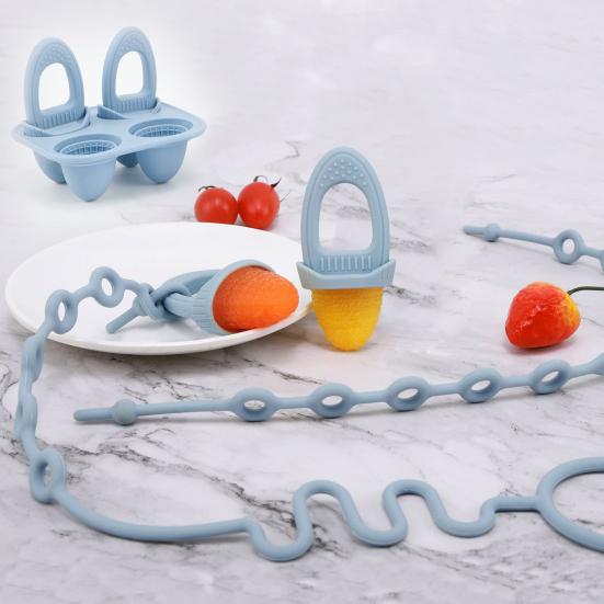 Baby Silicone Popsicle Mold with Handles 4-Cavity Mini Ice Cream Mold for Teething Relief Freezing Treats Maker for Toddlers Kids