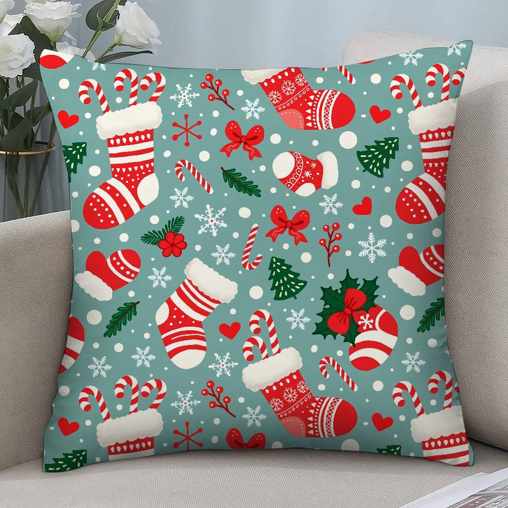 

Christmas tree bells snowman Pillow Case Short plush Double-sided Print Square Throw Pillow Covers Sofa Home Cushion Decor 12x12Inch