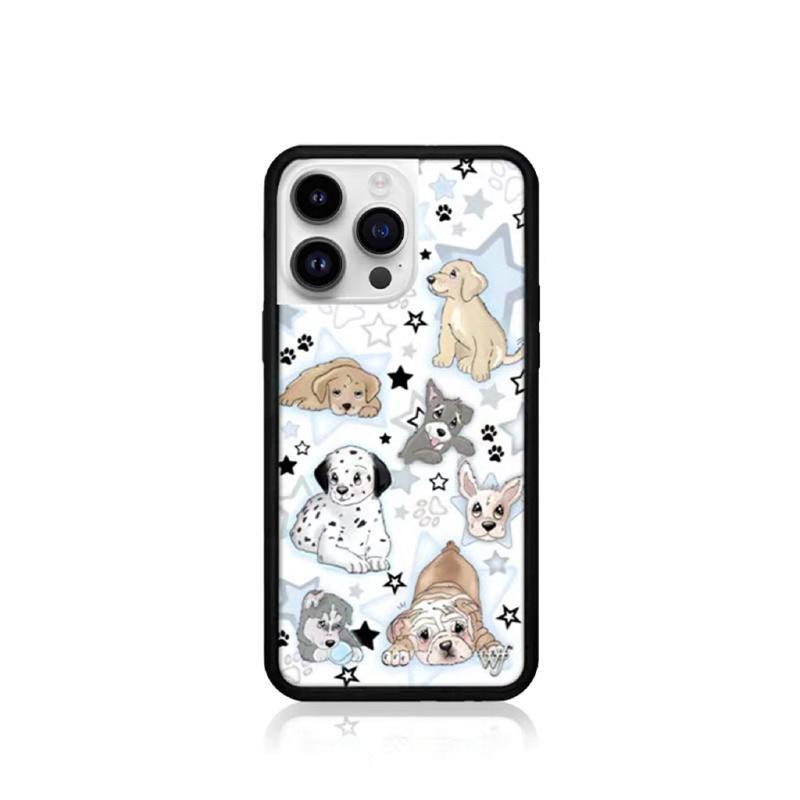Fashion Wlidflower cute polka dot phone case for iPhone 12 13Pro 14 15plus Spot Dog 16promax 15 14Pro 16 Deer Bear Bottom cover
