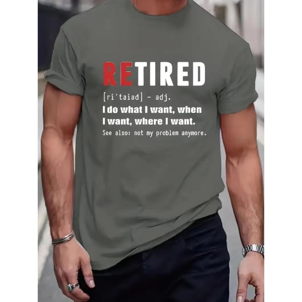 Interesting "Retirement" Definition Printed Men's T-Shirt Summer Casual Short Sleeve Cotton T-Shirt Top As A Gift