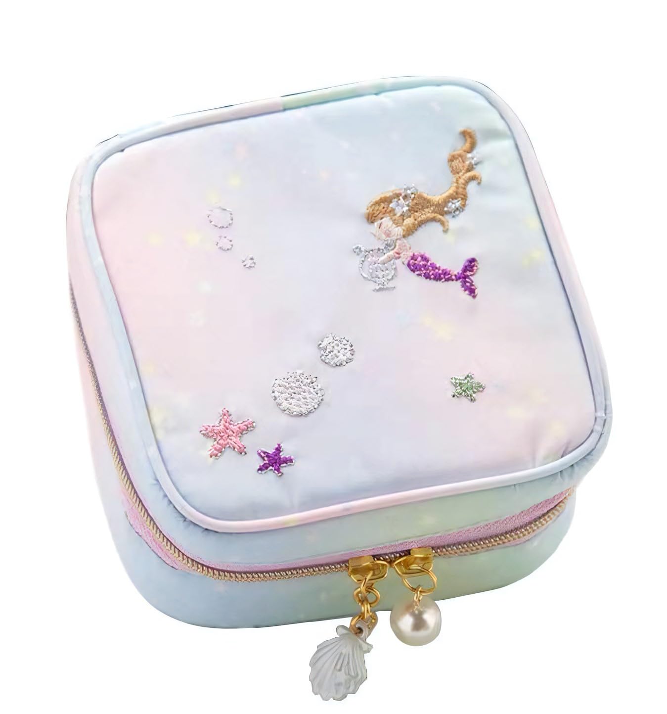 

Mermaid Jewelry Pouch, Mermaid Design, Jewelry Case, Ring Holder, Storage Case, Portable, Carry-on, with Dividers, Jewelry Box Organizer, Accessory
