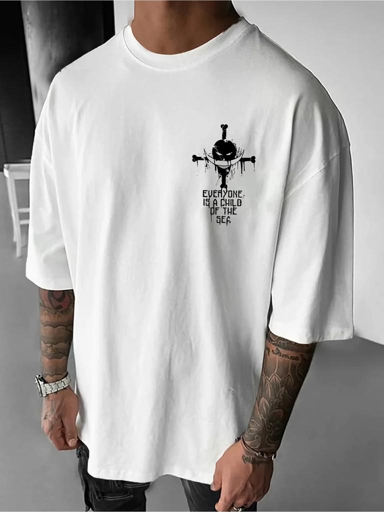 ONE PIECE Derivati Animazione Maglietta a Maniche Corte Stampata Barbanera Uomo e Donna Moda Estiva 2025 Top Casual in Cotone