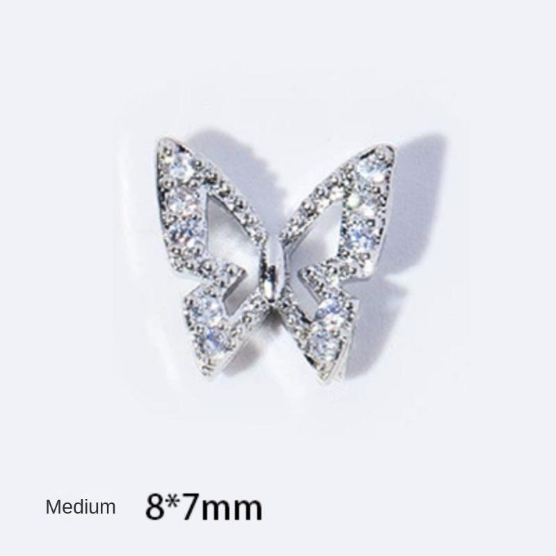 Butterfly Manicure Jewelry Japanese Zircon Nail Decoration Net Red Popular Fingertip Butterfly Metal New Decoration 1PS