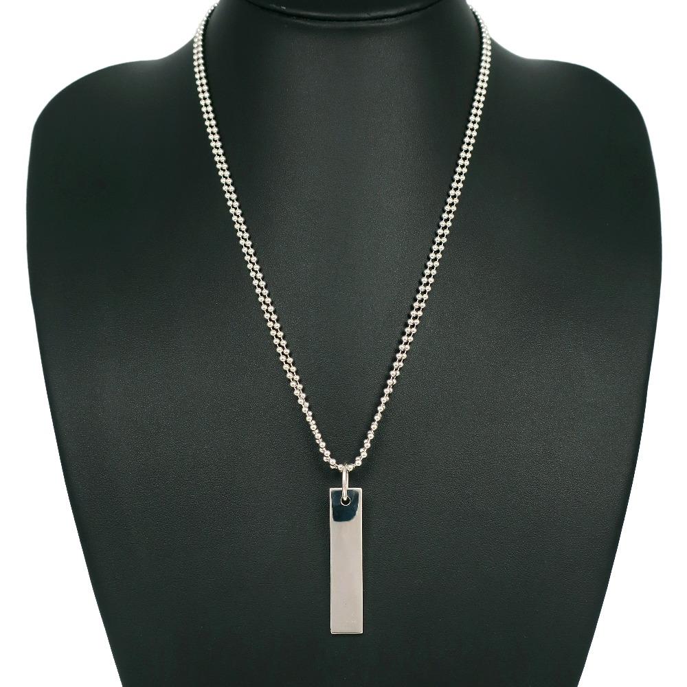 Gucci Logo Bar Necklace Double Ball Chain Silver925 22.3g Unisex Used