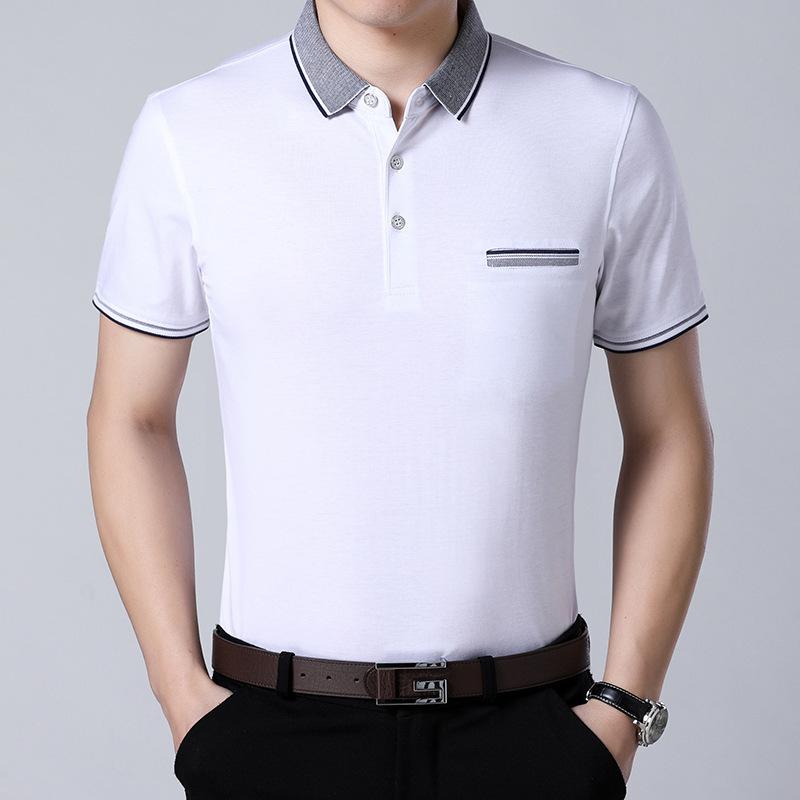 

Летняя новая футболка с короткими рукавами для мужчин среднего возраста, хлопковая свободная футболка с настоящим карманом для людей среднего и пожилого возраста, тонкий стиль XXXXL