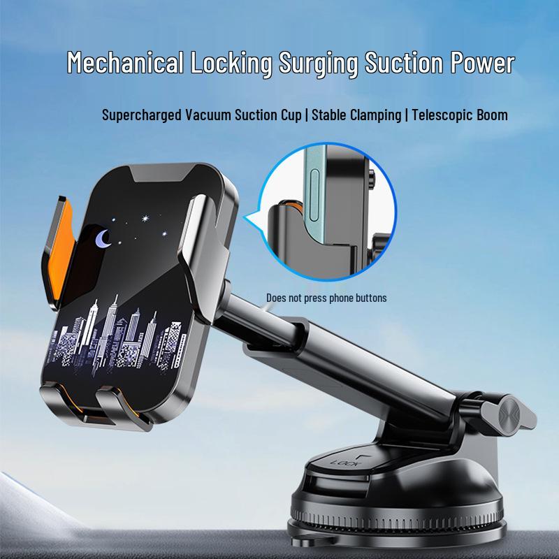 Creative Car Phone Holder with Spring Damping Clip for Dashboard - Bustling City Design