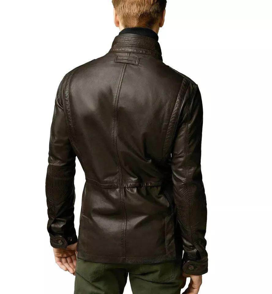 Trench Coat Brown Handmade Stylish Overcoat Men's Genuine Lambskin Real Leather