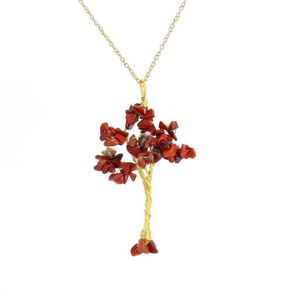 Hand-Wound Raw Copper Wire Natural Gravel Crystal Tree, Colorful Natural Stone Lucky Tree Necklace N89