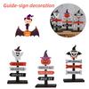 Skeletons Pumpkins Halloween Wooden Signpost Plaque Table Ornament Party Decor