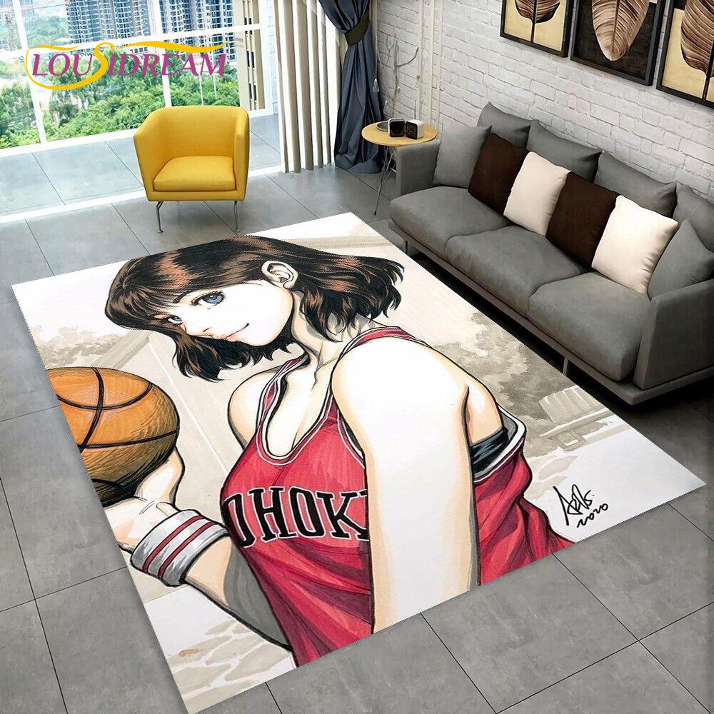 Tappeto Area Slam Dunk Anime Cartone Animato Giapponese, Tappeto per Soggiorno Camera da Letto Divano Zerbino Decorazione, Tappetino Antiscivolo per Bambini