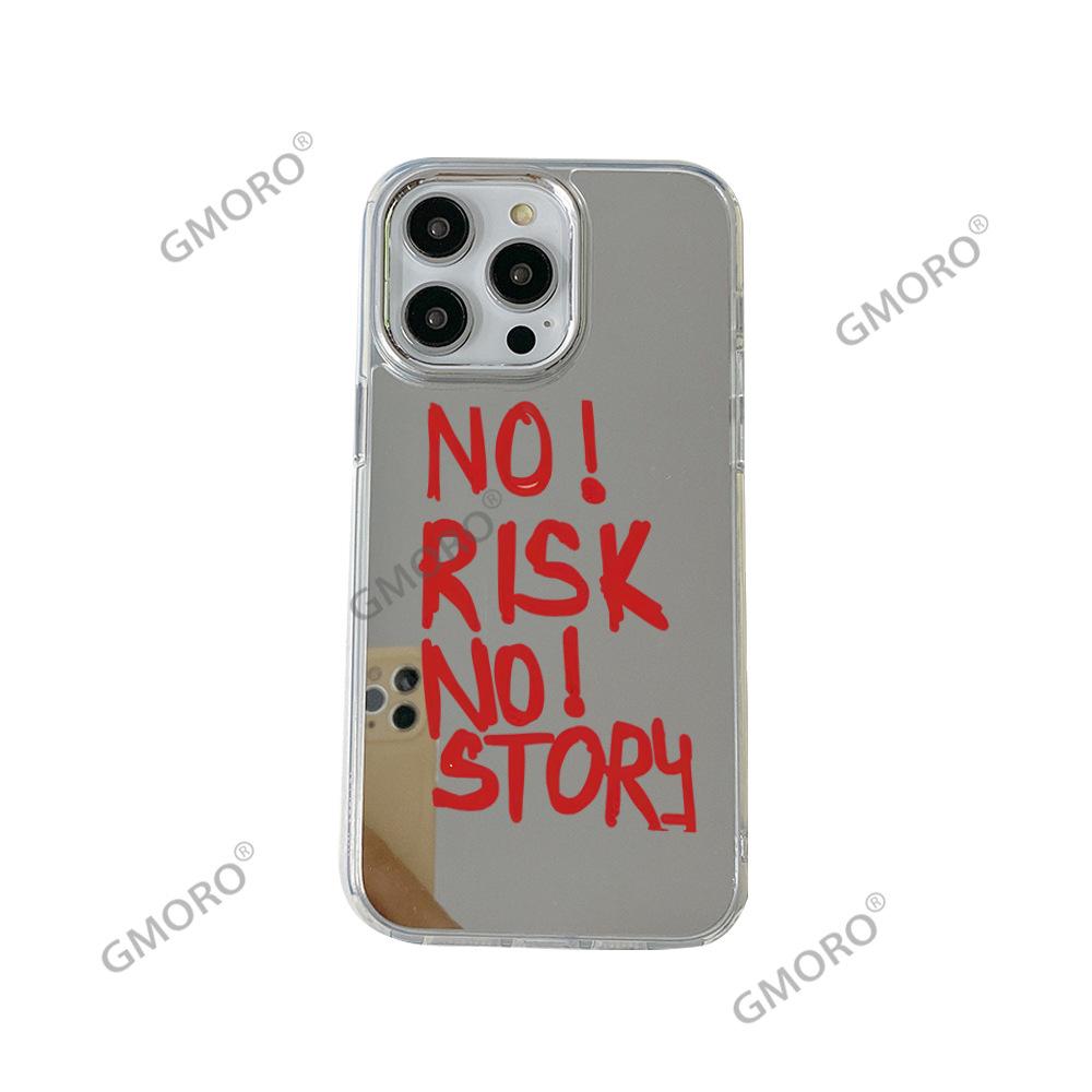 Cool personality text NORISK slogan mobile phone case iPhone16 makeup mirror case Apple 17 foreign trade hot sale