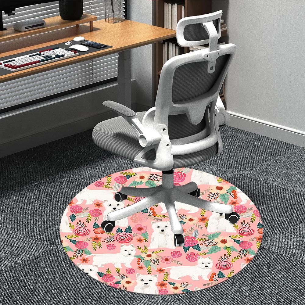 

1pc Floral Dogs Pattern Chair Carpet for Office, Non-slip, Soft and Durable Office Rug for Decoration, Perfect for Office yy260105028 80cm by 80cm