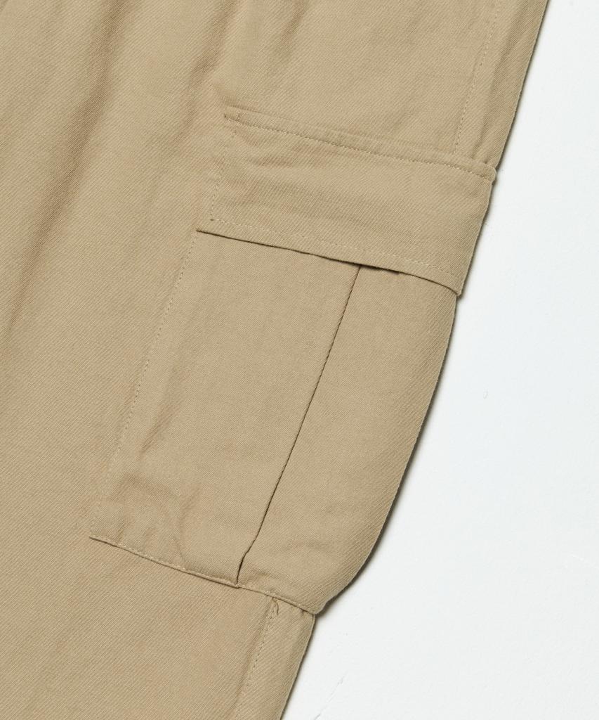 GLW Wide Big Pocket Elastic Waist Cargo Pants Dark Beige