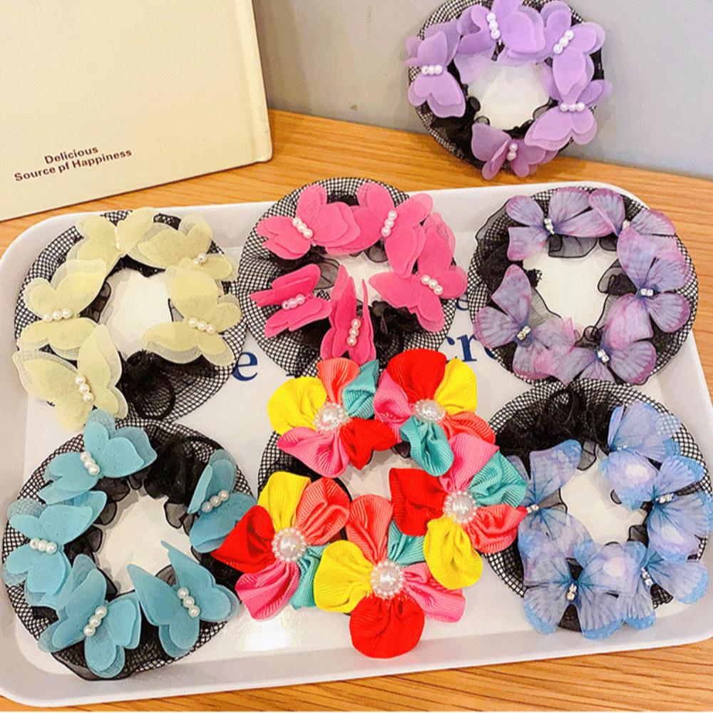 

Colorful Flower Girl Butterfly Hair Net Head Bands Ballet Hair Net Kids Bun Cover Snood Style 3