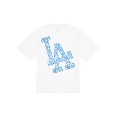 MLB Base Logo T Shirts Unisex Ecru Crew Neck Moderate Straight Fit 3ATSU0143-07WHS